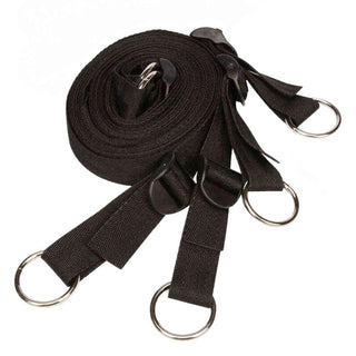 Black nylon ankle bed restraints bondage set with adjustable cuffs