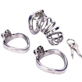Small steel chastity cage with precise measurements for secure fit