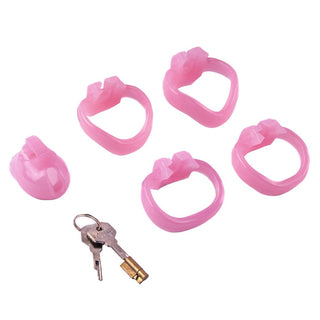 This is an image of the Sissy Pink Clit Flat Cock Cage Silicone Resin Holy Trainer V4, a tool for exploring male chastity and control for intense orgasms.