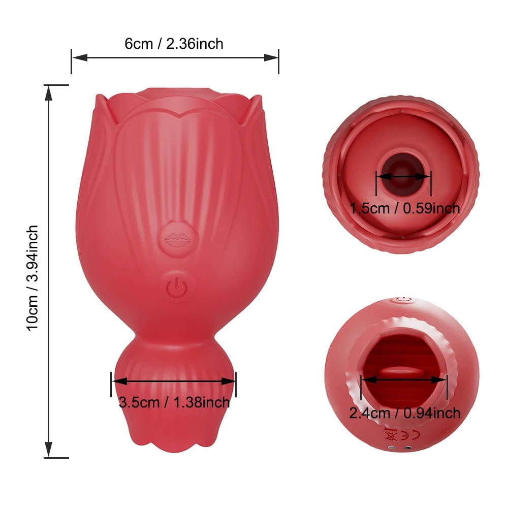 What you see is an image of the waterproof Rose Licking Stimulator Toy Nipple Sucker Vibrator that is easily cleaned with water.