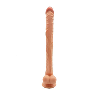 What you see is an image of a suction cupped strap-on dildo with strong suction at the base for hands-free orgasms on any flat, smooth surface, discreetly delivered to your doorstep.