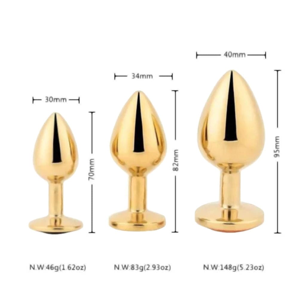 Stunning Gold Princess Butt Plug 3 Piece Set X-Large