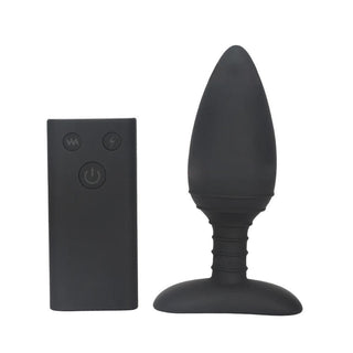 Pictured here is an image of Shock And Awe Anal Vibrator Remote with teardrop-shaped head and remote control.