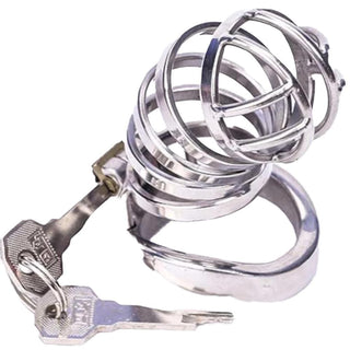 A metal cage with a detachable catheter for exploration and pleasure.