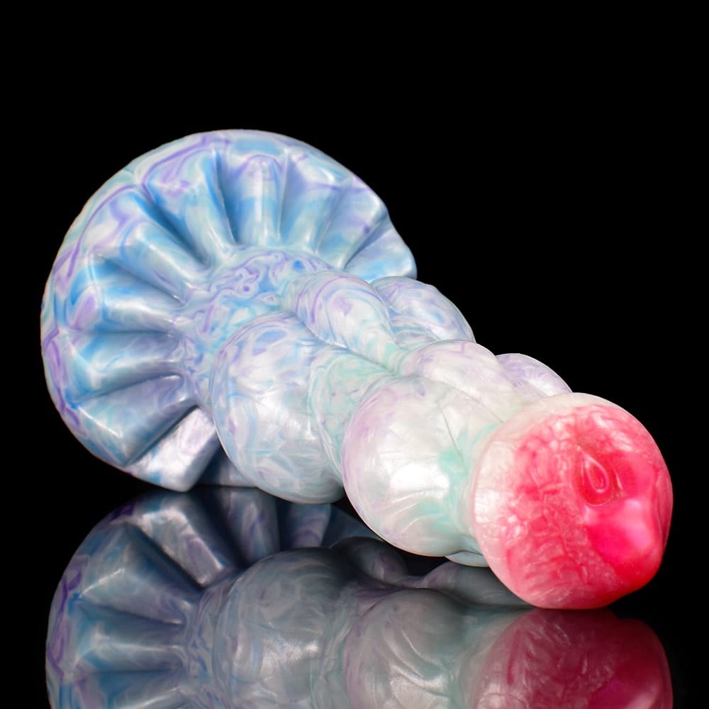 Take a look at an image of 703g soft medical grade silicone dildo in Ice Dragon color with realistic feel.