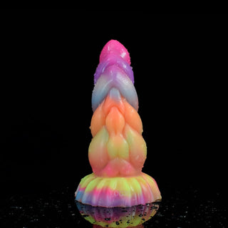 Ribbed Glowing Light Silicone Dragon Dildo with Suction Cup