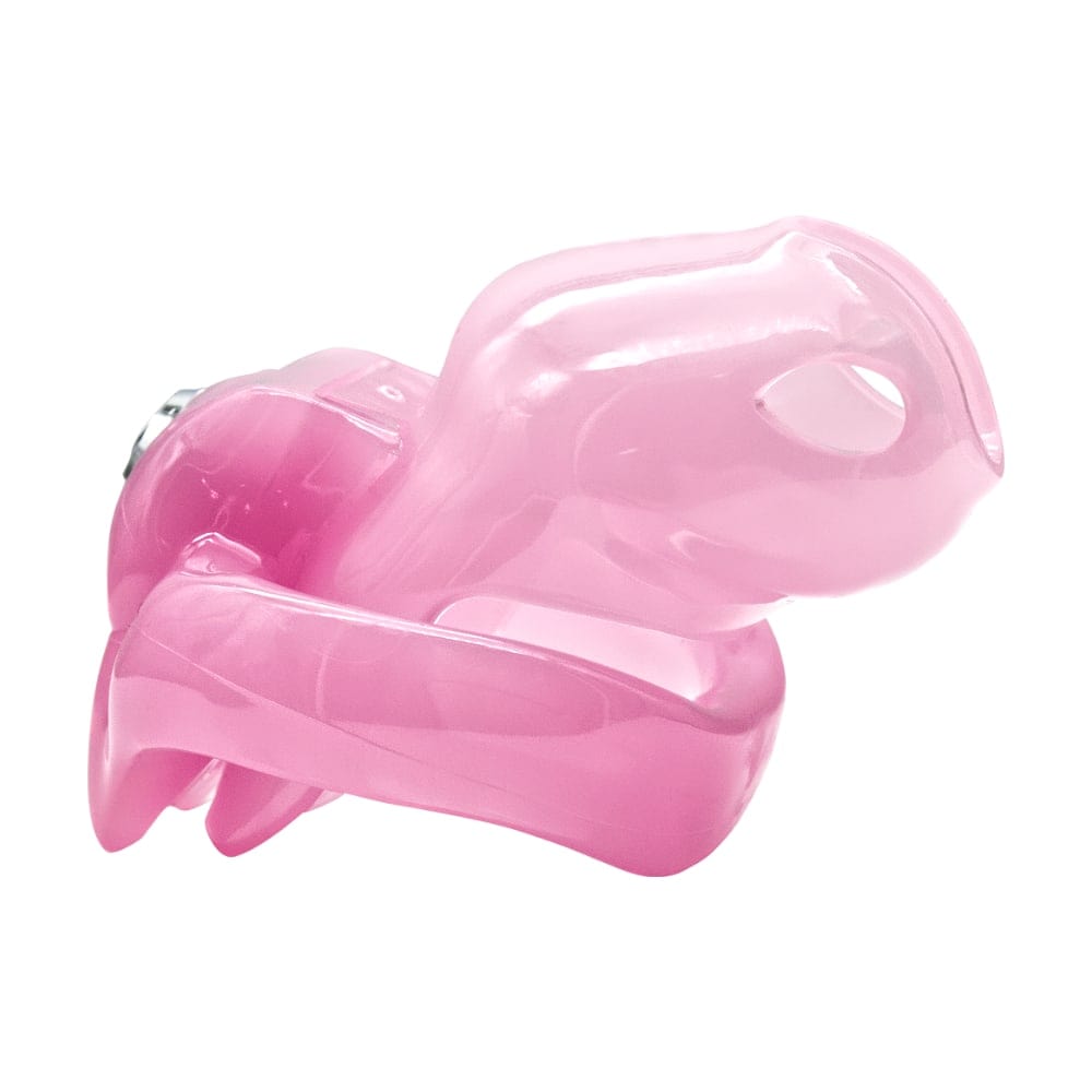 Featuring an image of Pink Silicone Clit Sissy Chastity Cage Holy Trainer V5 crafted from high-quality resin for durability.