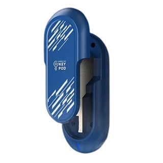 Key Pod App Controlled Key Case device in sleek blue design.