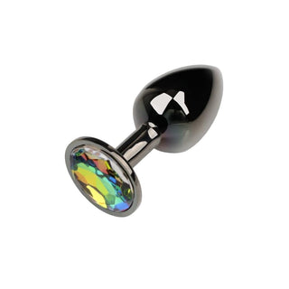 In the photograph, you can see an image of the Gunmetal Cute Rainbow-Colored Jewel Metal 3pcs Anal Training Set plugs made from high-quality aluminum alloy for durability and comfort.