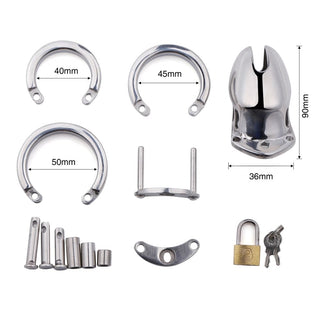 Metal cage for male chastity, crafted from 316L-grade stainless steel.