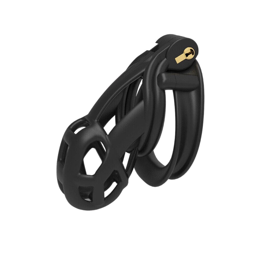 Check out an image of Cobra Chastity Device Black Resin, featuring varying lengths and widths for a customizable fit.