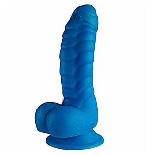 This is an image of Dinosaur Dragon 7 Huge Thick Monster Silicone Animal Dildo For Women with multiple ribbed lines for texture.