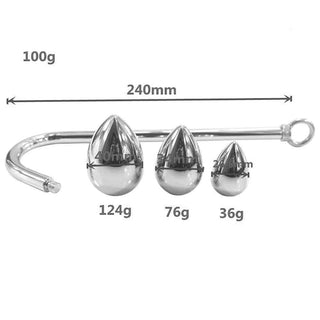 Metal Anal Hook With 3 Bead Sizes, a unique toy crafted from high-quality metal for added intensity.