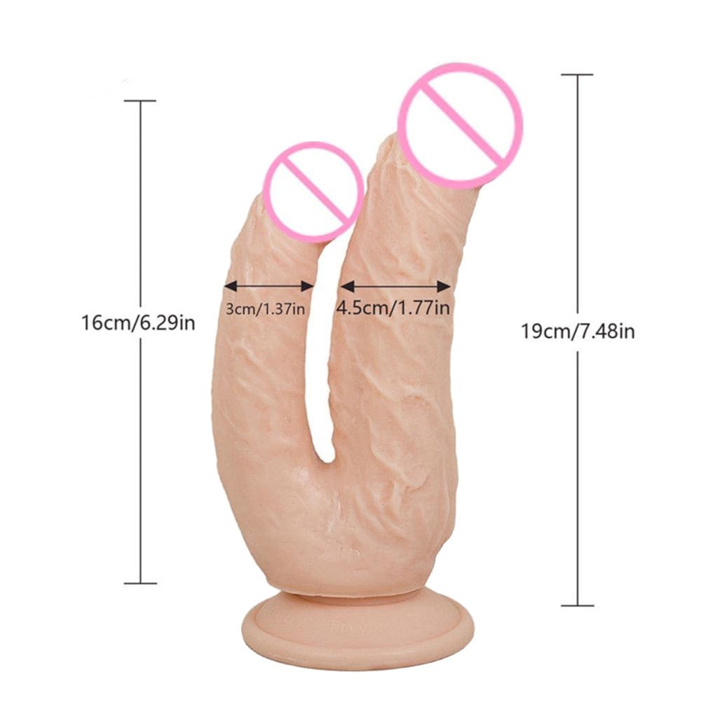 Double Penetration Dildo With Suction Cup designed for hands-free pleasure with a strong suction cup.