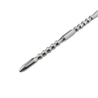 Beaded Metal Urethral Sound, 8.27 inches in length with varying bead widths for a tantalizing experience.