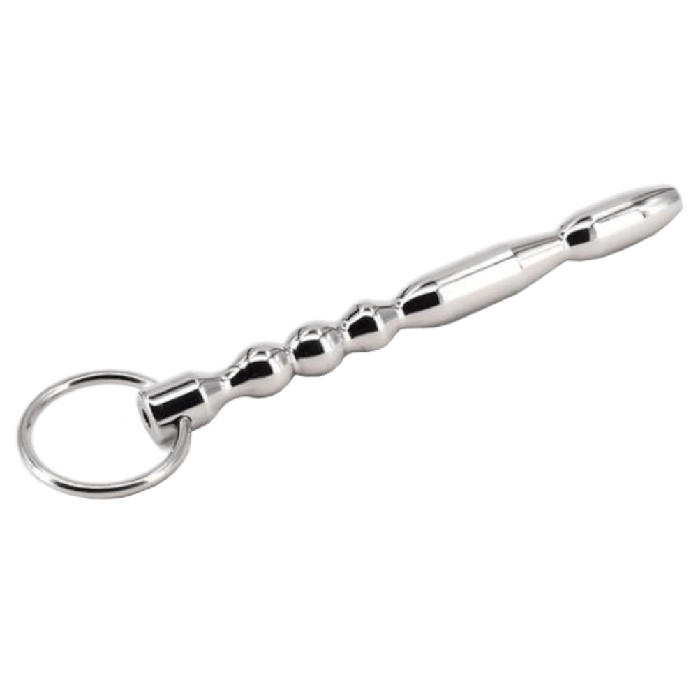 Observe an image of Hollow Urethral Dilator Stainless Steel Sound Male Sex Toy measuring 4.72 in length, designed to awaken deep desires with beaded texture for intensified sensations.