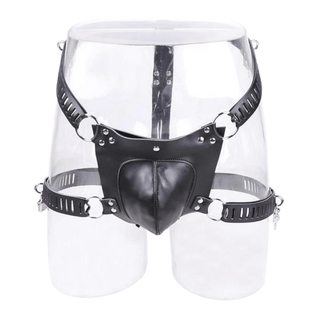 Erotic Leather Chastity Belt Harness