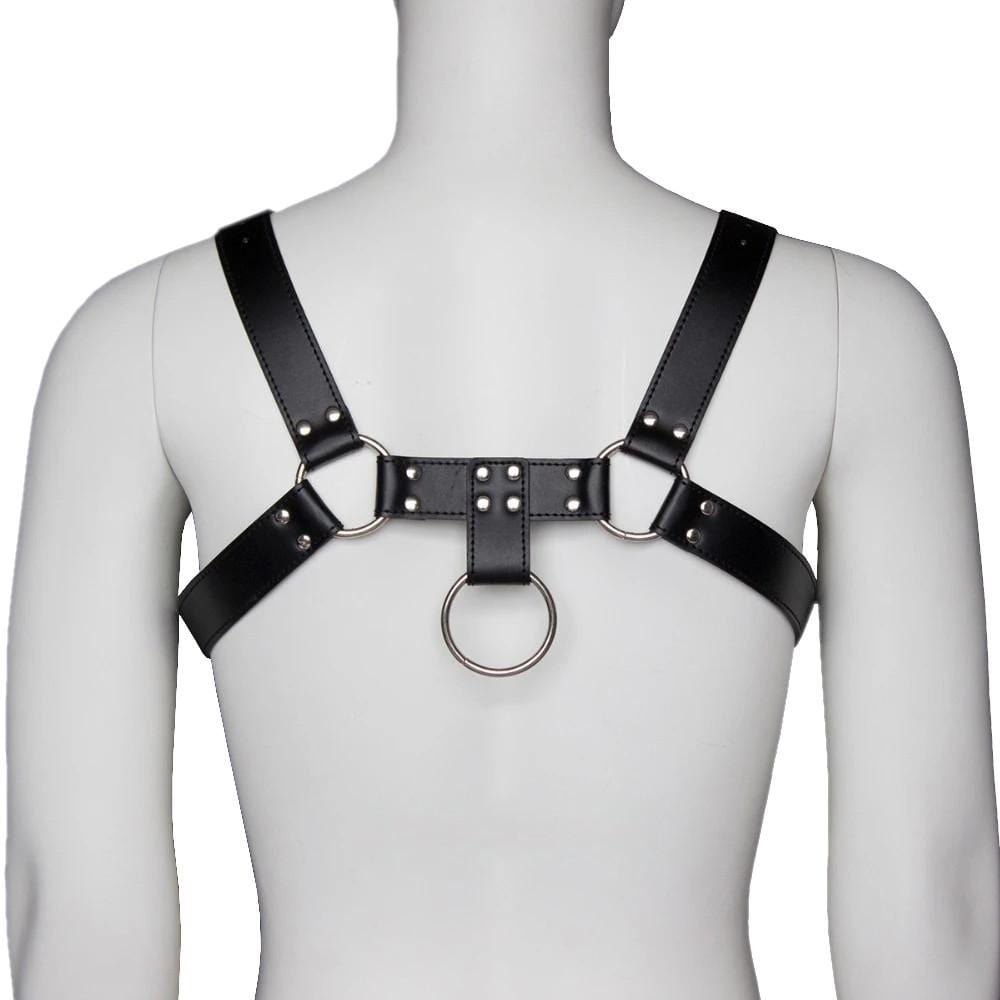 Black PU Leather Chest Strap Harness, an image of Leather Chest Strap Harness.
