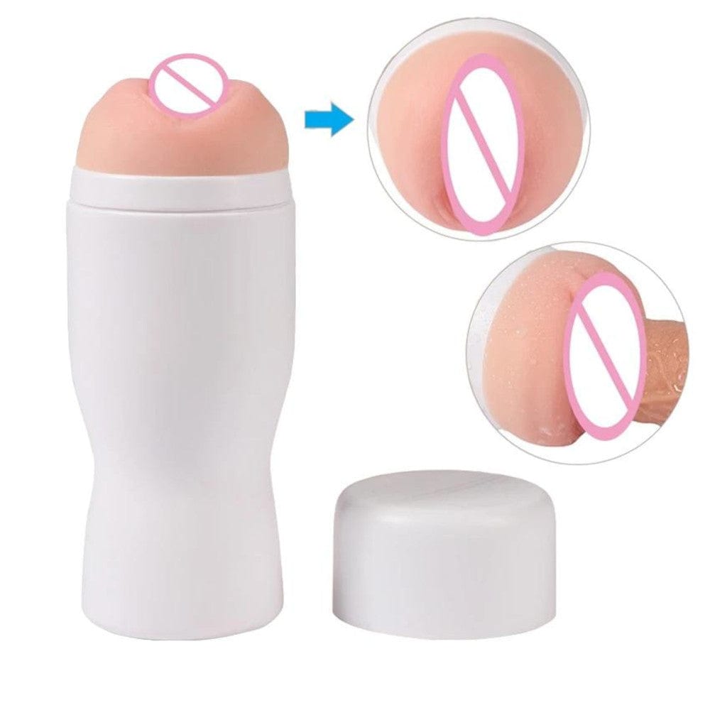 This is an image of Reusable Vacuum Tight Pocket Vagina Toy made from premium TPR for lifelike feel and ABS casing for durability.