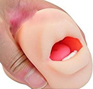 A detailed view of the realistic texture and design of the Deepthroat Sucker Realistic Male Stroker Blowjob Toy.