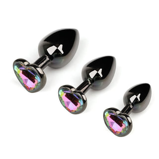 Observe an image of Cute Rainbow Metal Jeweled Black, 3 Piece Set Men with varying sizes for comfort and experience.