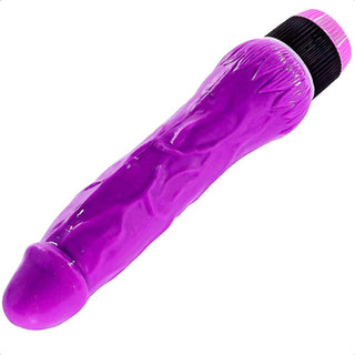 This is an image of Luxurious Textured Purple Vibrator with generous dimensions of 8.66 inches total length and 7.48 inches insertable length.