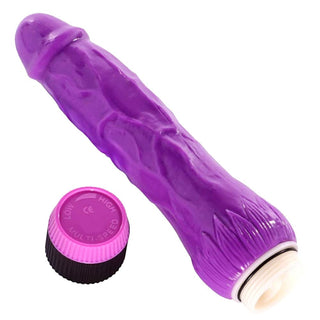 Luxurious Textured Purple Vibrator with purple color, 1.57 inches width, and non-porous material for easy cleaning and long-lasting pleasure.