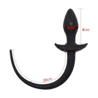 Featuring an image of Classic Black Silicone Dog Tail Plug 11 Inches Long in black color, 1.18 width, and perfect for unleashing intimate fantasies.