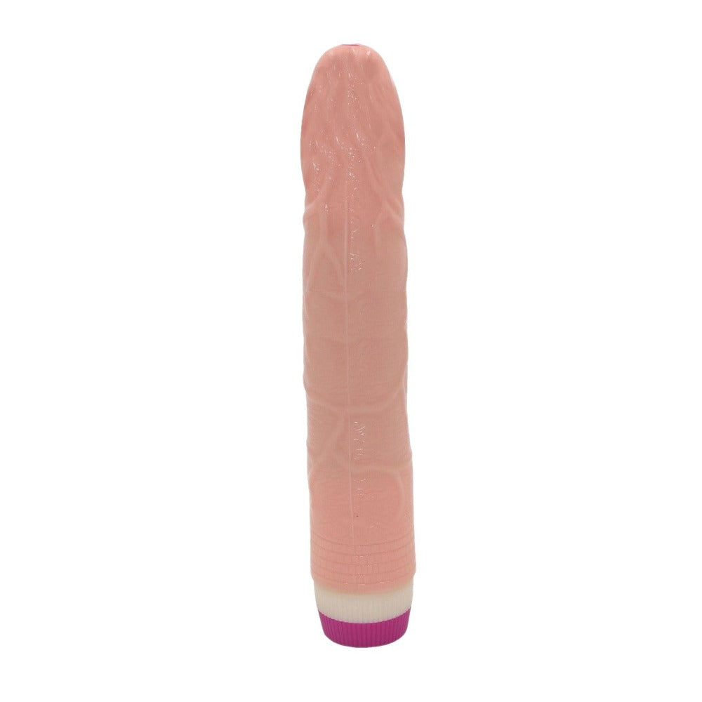 Pictured here is an image of Battery Operated Dildo Thrusting Silicone Rotating Vibrator with 360-rotation vibration for clitoral and G-spot stimulation.