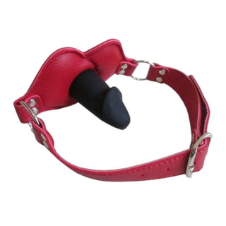 In the photograph, you can see an image of Face Gag Adjustable Bondage in red and black color options.