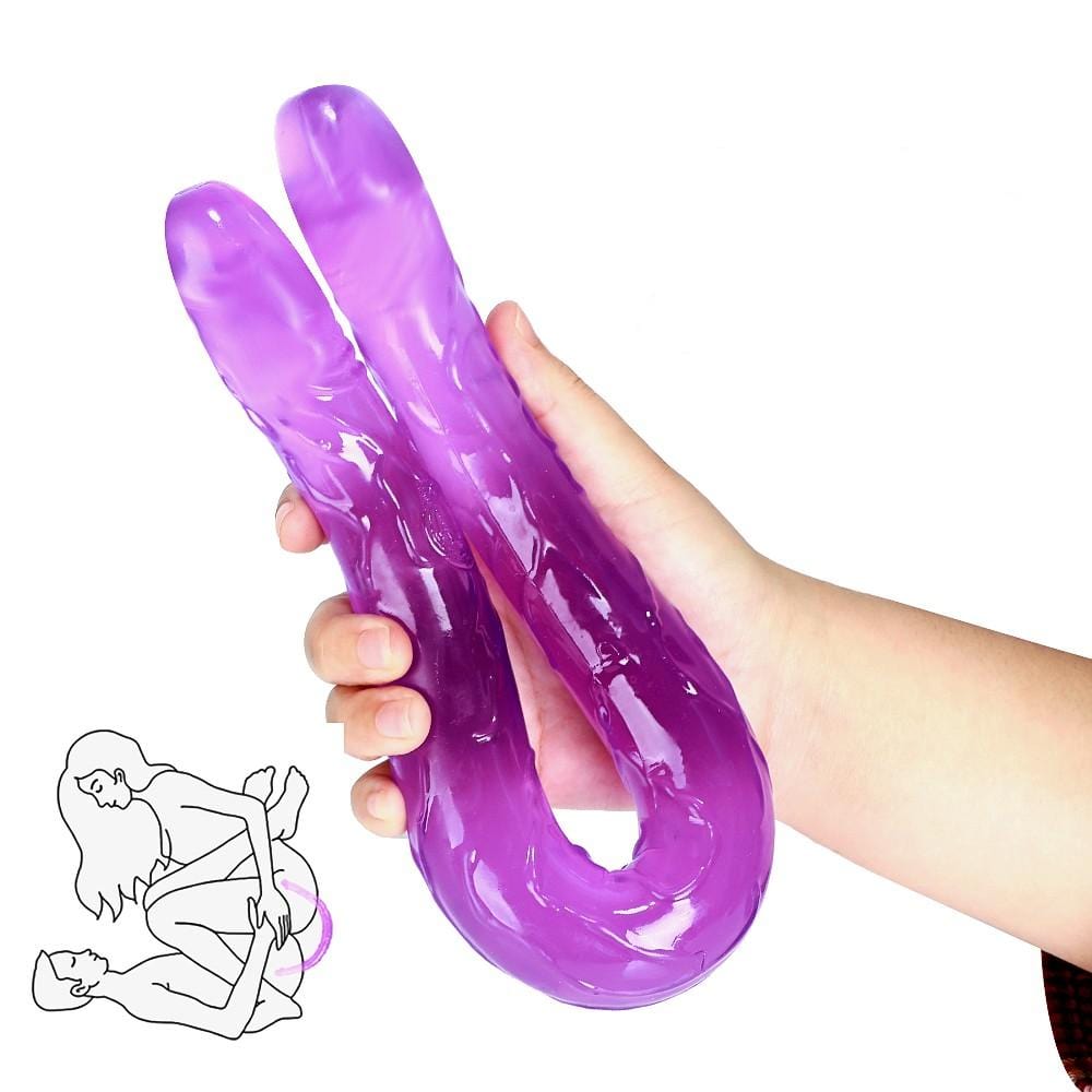 Here is an image of Flexible Jelly 17 Inch Long Double Sided Anal Plug for two-in-one stimulation.