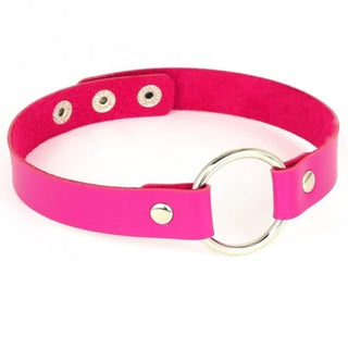 Colorful Synthetic Leather BDSM Choker in red and blue color