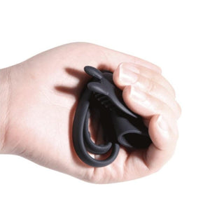 Pictured here is an image of Vibrating Clit-Friendly Dual Cock Ring with a black color/type