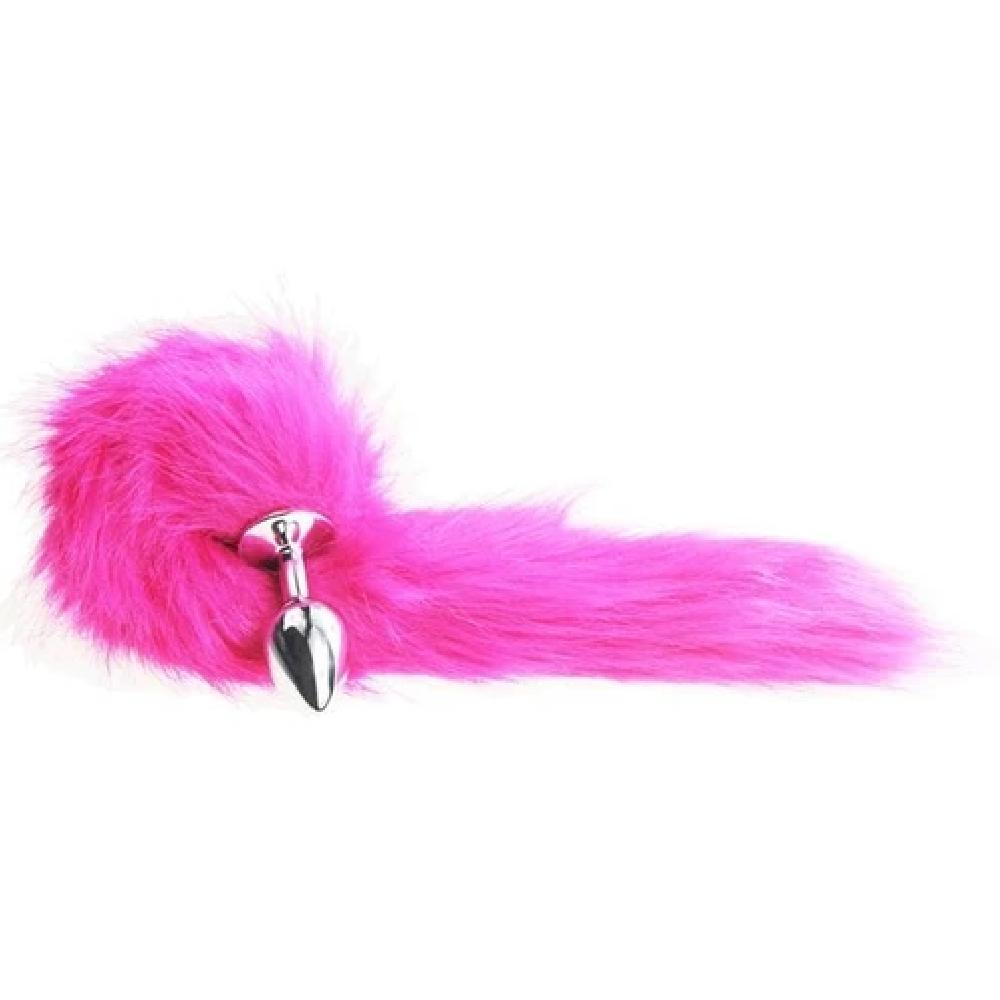 Flirty Fox Tail Cat Tail 16 Inches Long Plug shown in light green color with a vibrant faux fur tail attached.