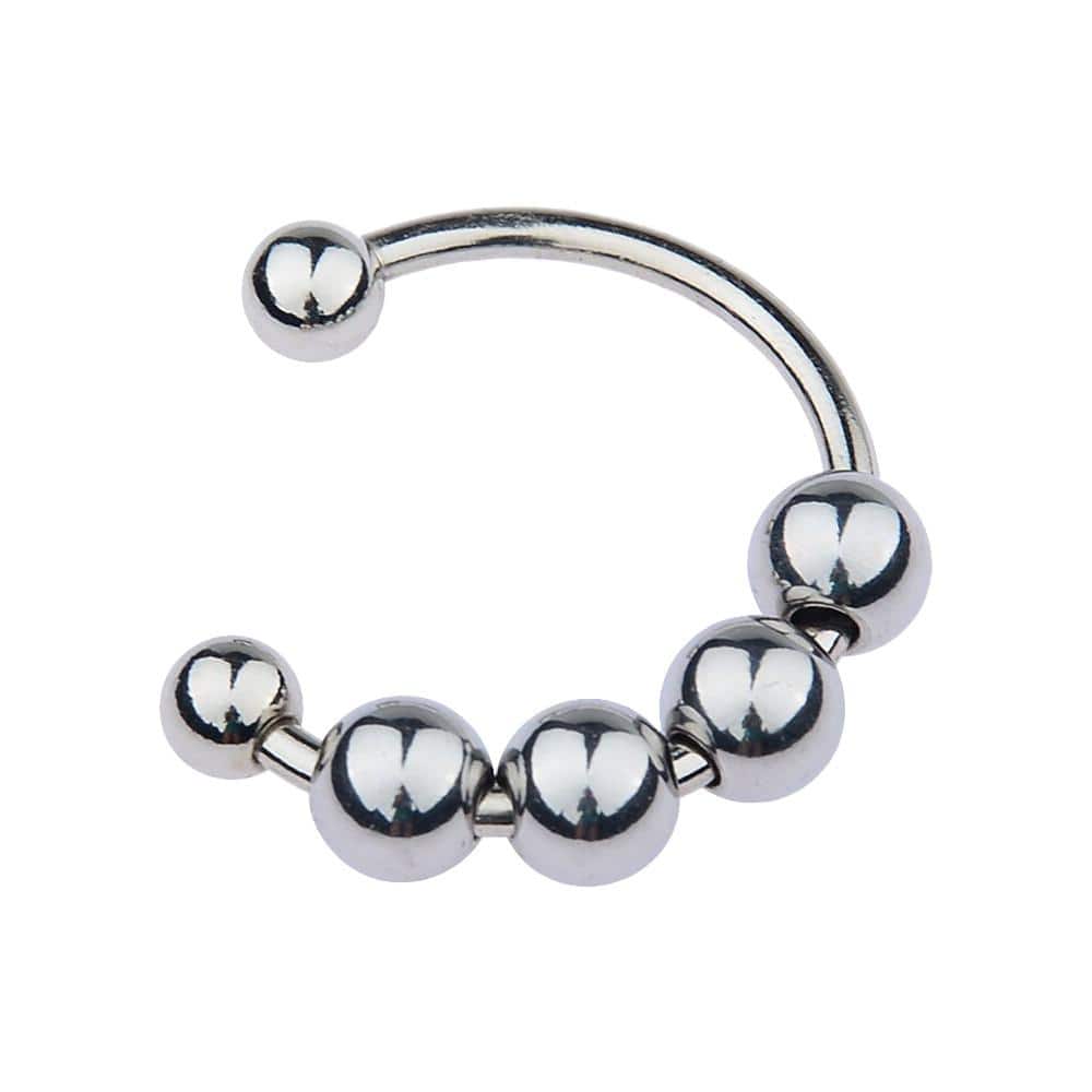 Take a look at an image of C-Shaped Beaded Stainless Glans Ring with adjustable beads for unique sensations.