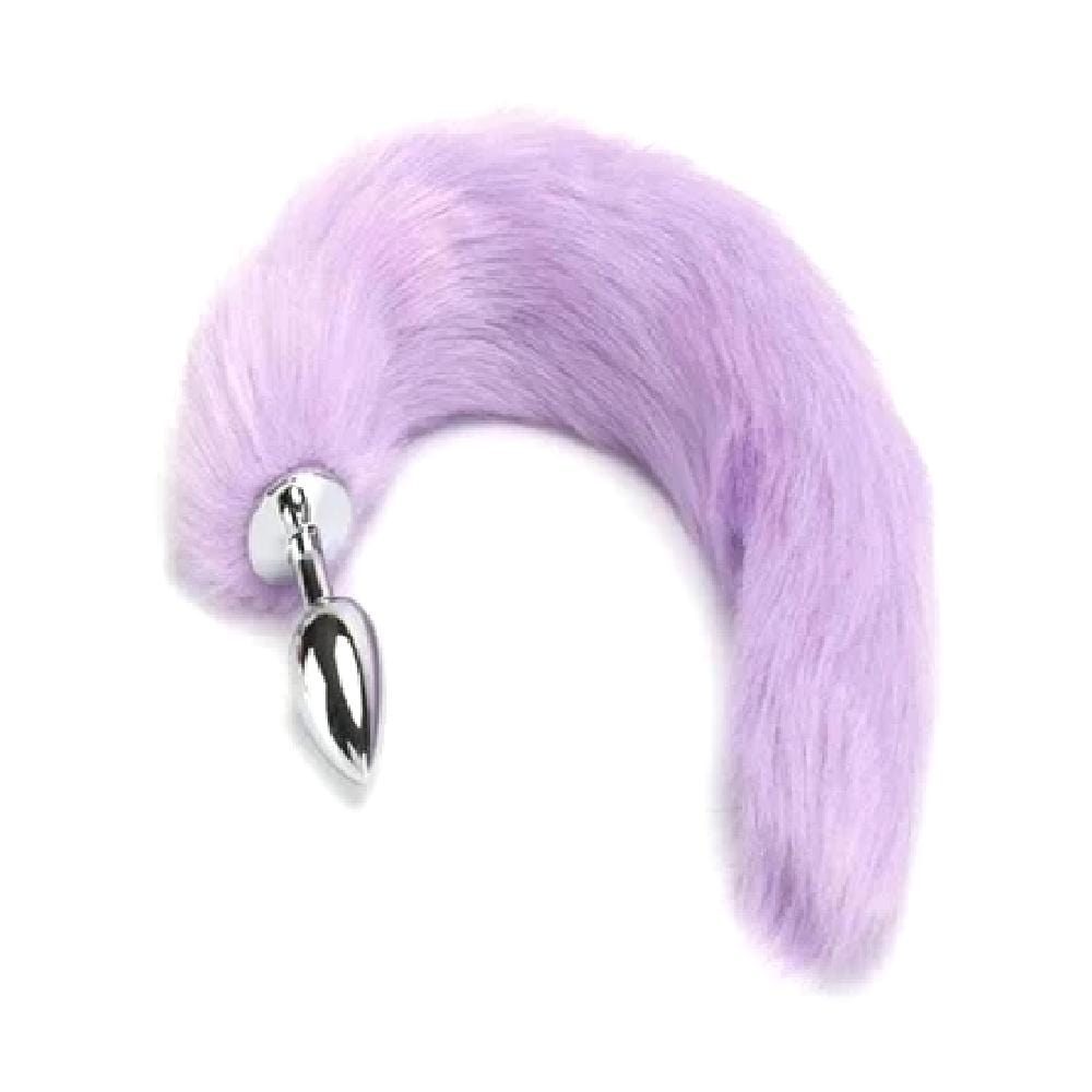 A picture of Stunningly Sexy Fox Tail Plug 18 Inches Long made of stainless steel and faux fur.