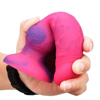 Featuring an image of a non-porous surface Waterproof Animal Werewolf Dog Silicone Knot Dildo With Suction Cup.