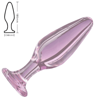 Pictured here is an image of Pink Crystal Glass Plug 3 Piece Anal Training Set with a finger loop for easy handling and control.