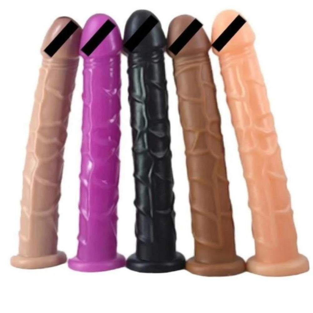 Pictured here is an image of Ultimate Erotic Masturbator 13 Inch Dildo Long in purple color made of PVC.