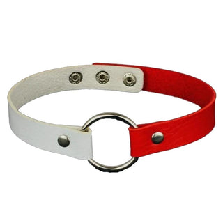 Image of Colorful Synthetic Leather BDSM Choker in cian color