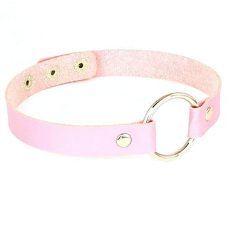 Colorful Synthetic Leather BDSM Choker in white and red color