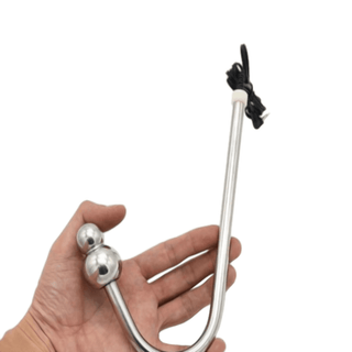 Anal hook with progressive bead sizes and TENS stimulation feature