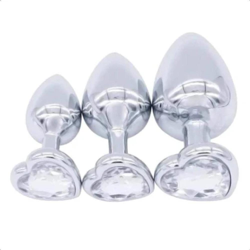 Check out an image of Princess Heart-Shaped Crystal Jeweled Anal Training Set Large Toy designed for comfort and safety.