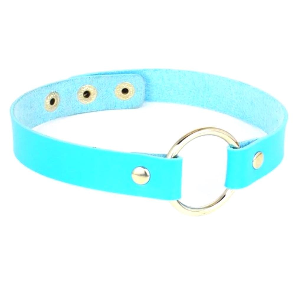 Colorful Synthetic Leather BDSM Choker in black and white color