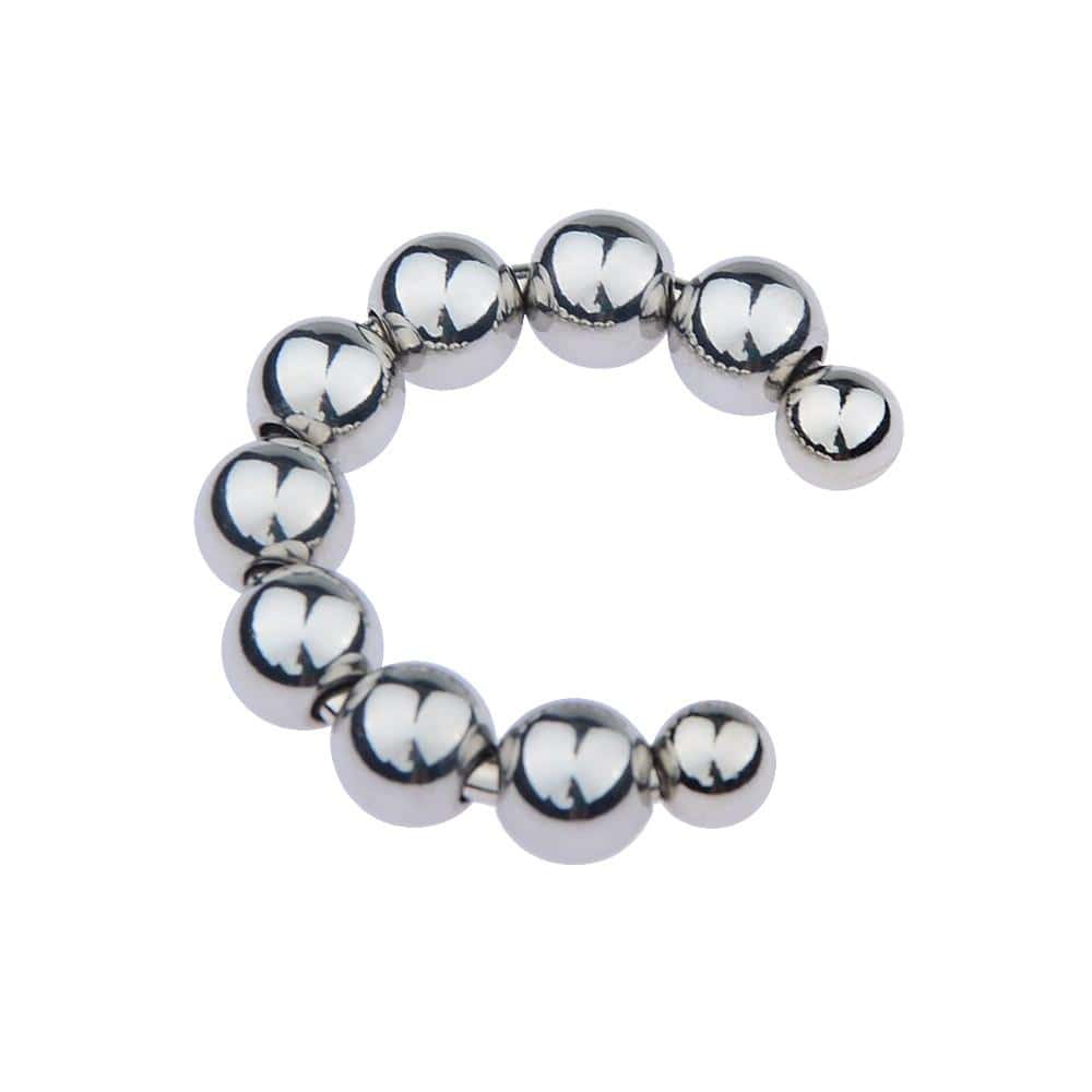 This is an image of C-Shaped Beaded Stainless Glans Ring for enhanced pleasure.