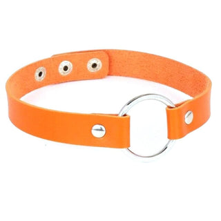 A picture showing Colorful Synthetic Leather BDSM Choker with zinc alloy choker