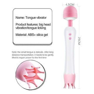 View of Sensual Wand Clit Overload Rechargeable Massager, a tongue vibrator in white with pink color, perfect for intimate exploration.