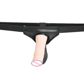 Displaying an image of a silicone strap-on with a smooth surface for effortless maneuverability and comfort.