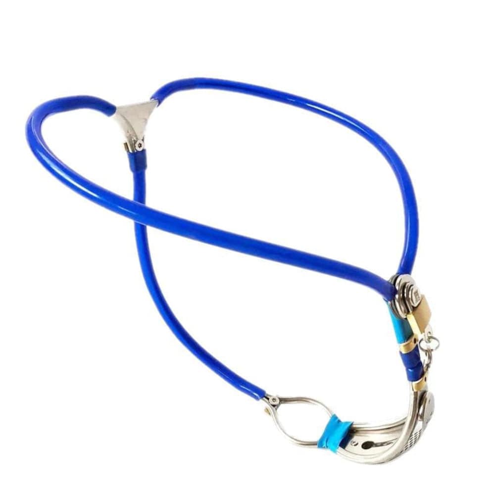 This is an image of Female Chastity Get Locked Belt in blue, designed for comfort and style.