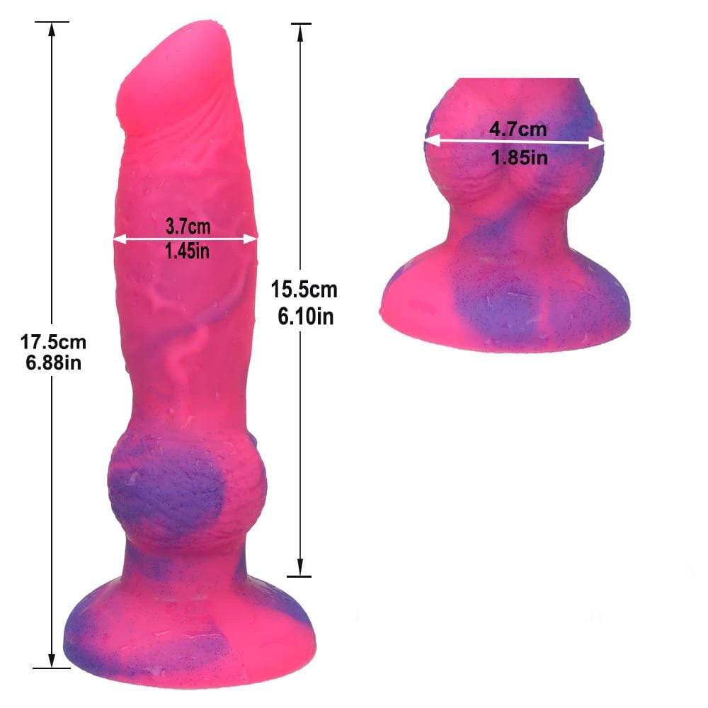 This is an image of a 1.85 Balls Width Waterproof Animal Werewolf Dog Silicone Knot Dildo With Suction Cup.